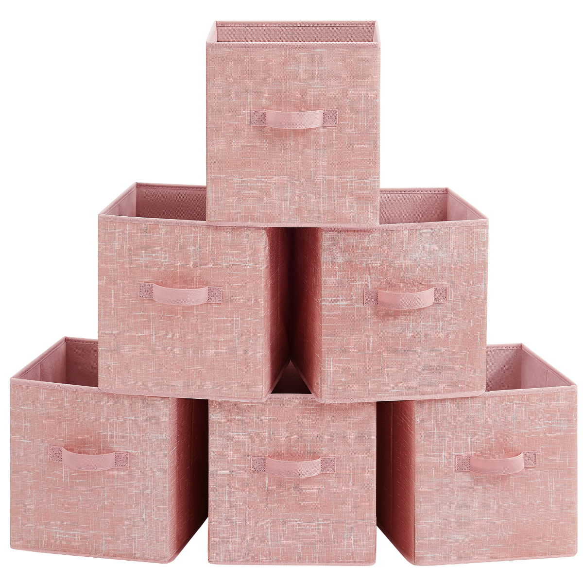 Foldable Storage Cubes with Handles, Set of 6, Jelly Pink - 11-Inch Fabric Bins
