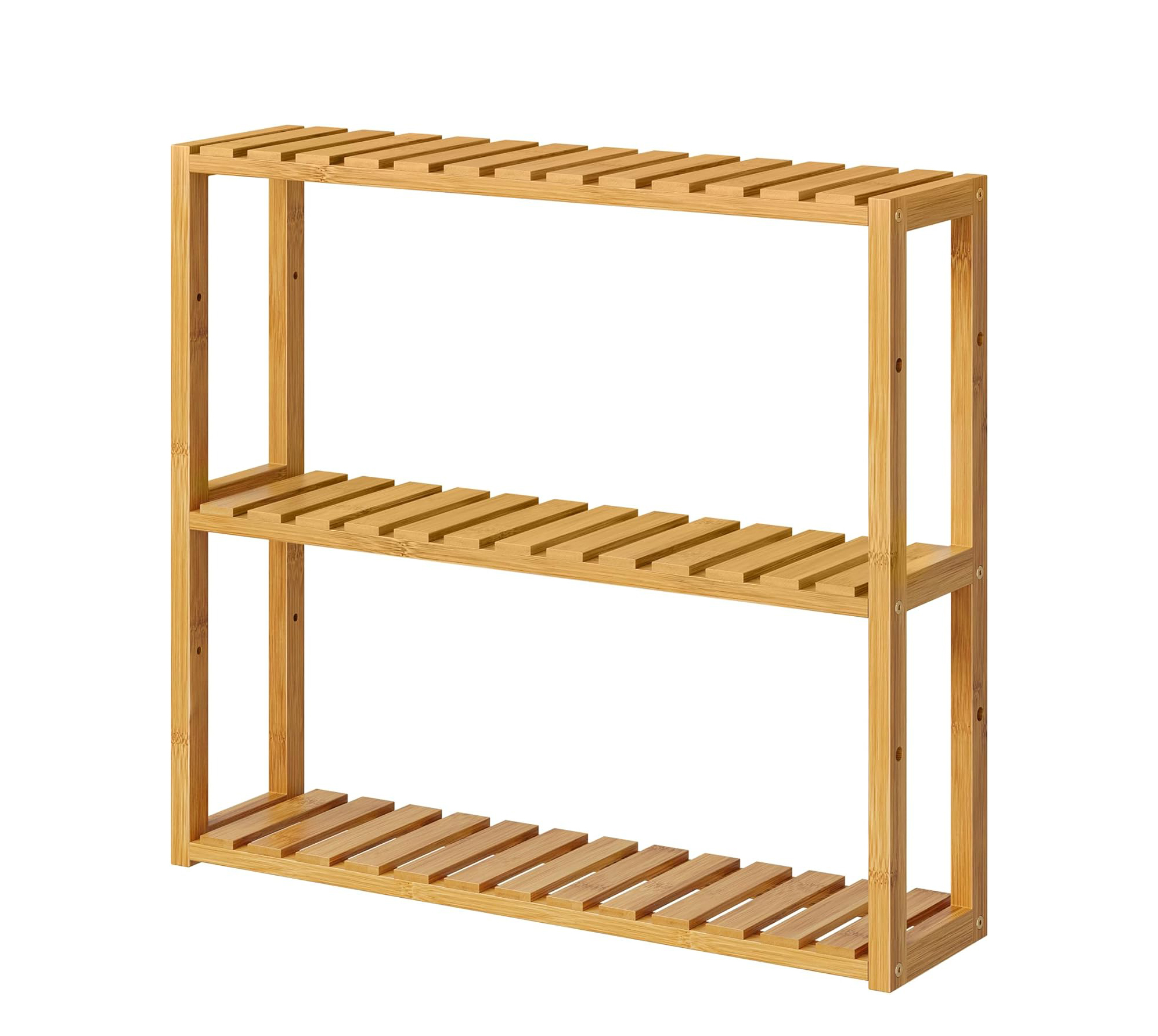 3-Tier Bamboo Shelf, Natural - Wall-Mounted or Freestanding, Adjustable Heights