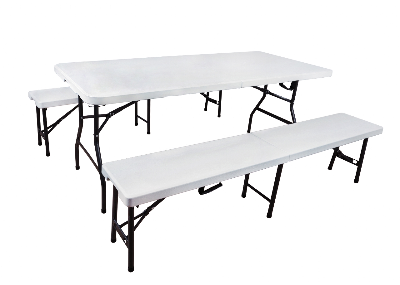 180cm Folding Table & 183cm Bench Set - Indoor/Outdoor Dining & Braai Events