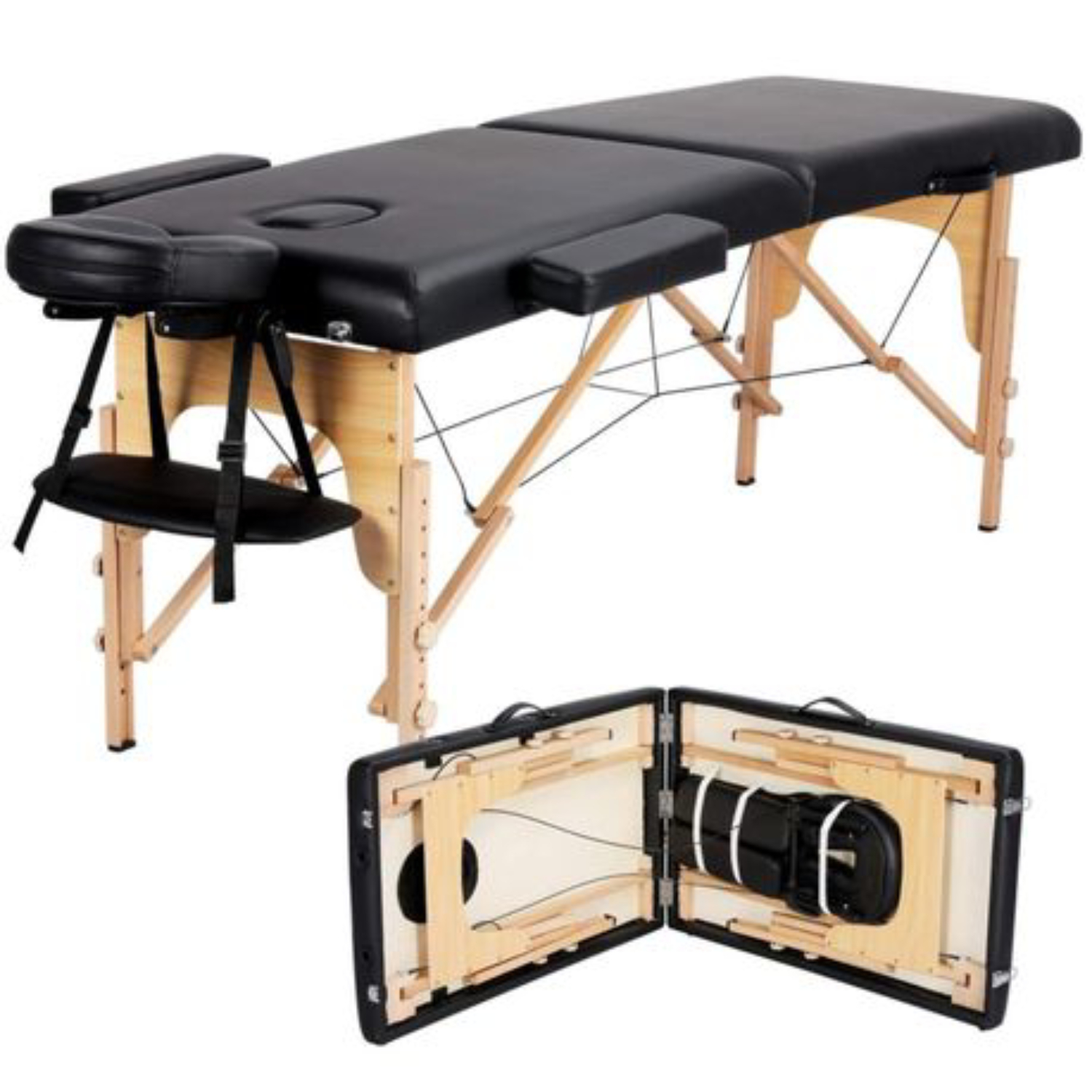 Portable Massage Table, Black - Foldable Lash & Spa Bed for Home Visits