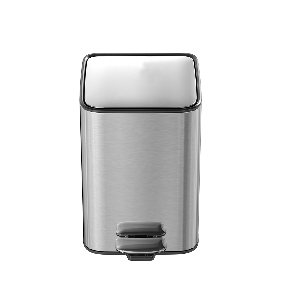 Stainless Steel Rectangular Pedal Bin, Silver - 3L, Soft Close