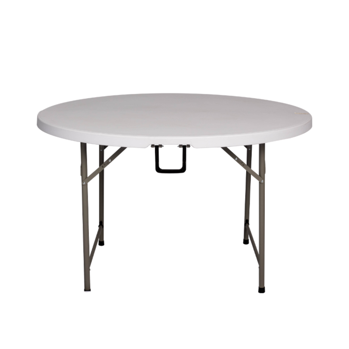122cm Round Fold-In-Half Plastic Event Table, White - Compact Function & Braai Table