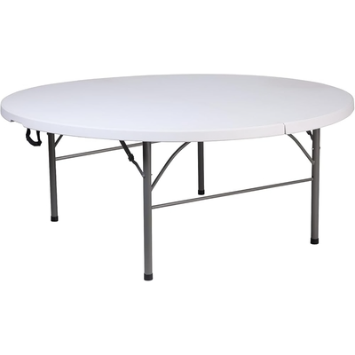 154cm Round Fold-In-Half Plastic Event Table, White - Large Function & Braai Table