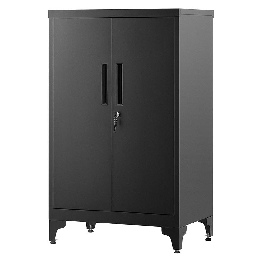 Lazava Steel Filing Cabinet, Black - 2 Lockable Doors, 80cm for Home Office Documents