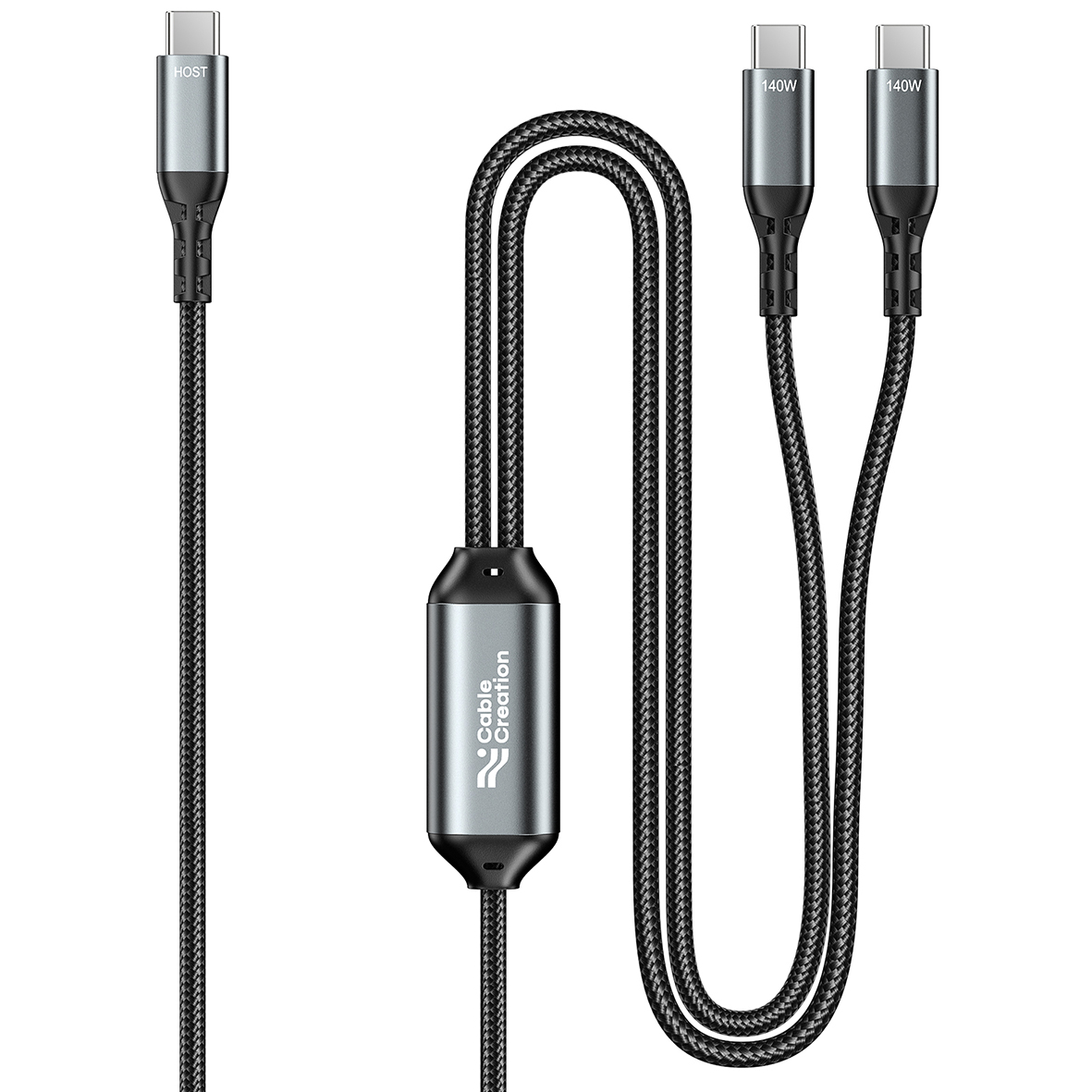 2-in-1 USB-C to Dual USB-C Charging Cable, 1.2m - 140W Charge & Sync