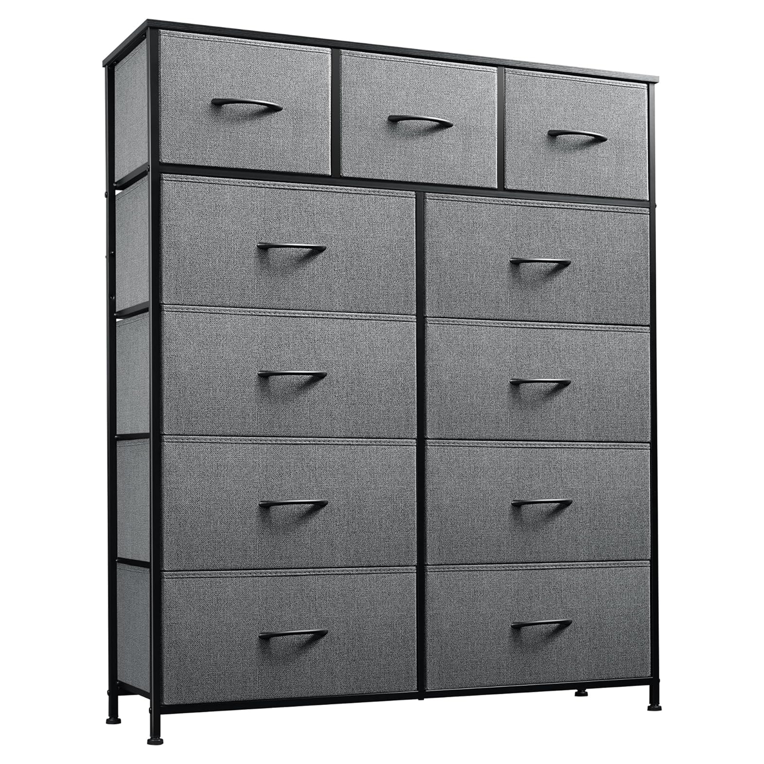 11-Tier Fabric Storage Cabinet, Dark Grey - Heavy-Duty Tall Organiser for Clothes & Linen