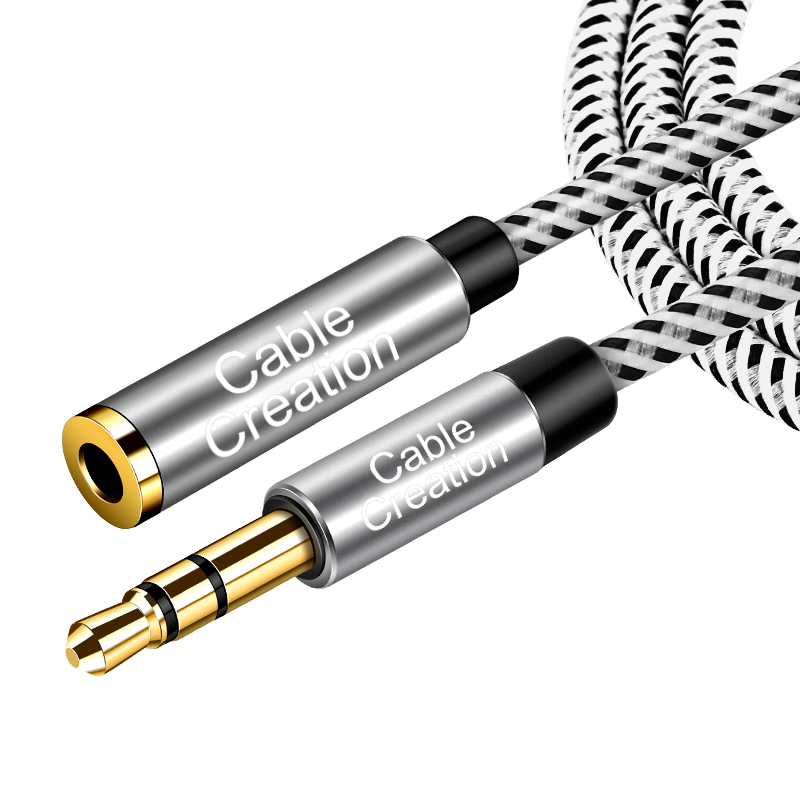 CE-LINK 3.5mm Stereo Audio Extension Cable, Male to Female, 2m - Braided, 24K Gold-Plated