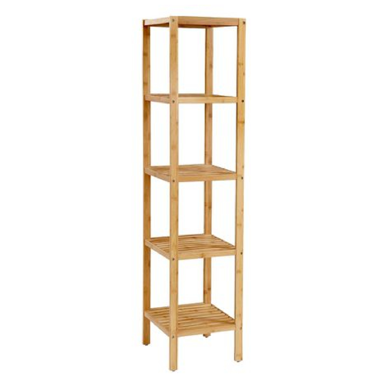 5-Tier Bamboo Standing Shelf, Brown - Slim Multi-Purpose Storage Rack
