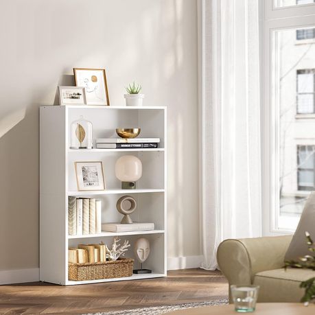 Lazava 4-Tier Bookcase - Compact Wooden Storage for Bedroom, Lounge & Home Office