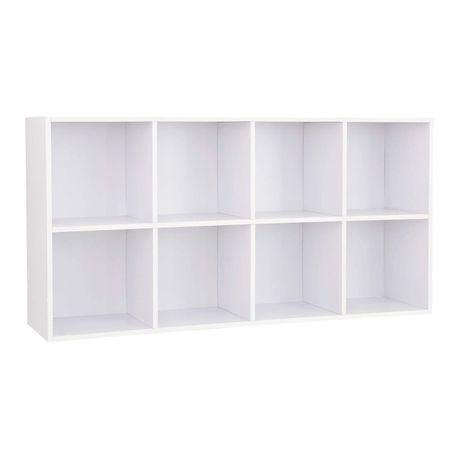 Lazava 8-Shelf Cube Bookcase, White - Wooden Storage & Room Divider for Home & Office