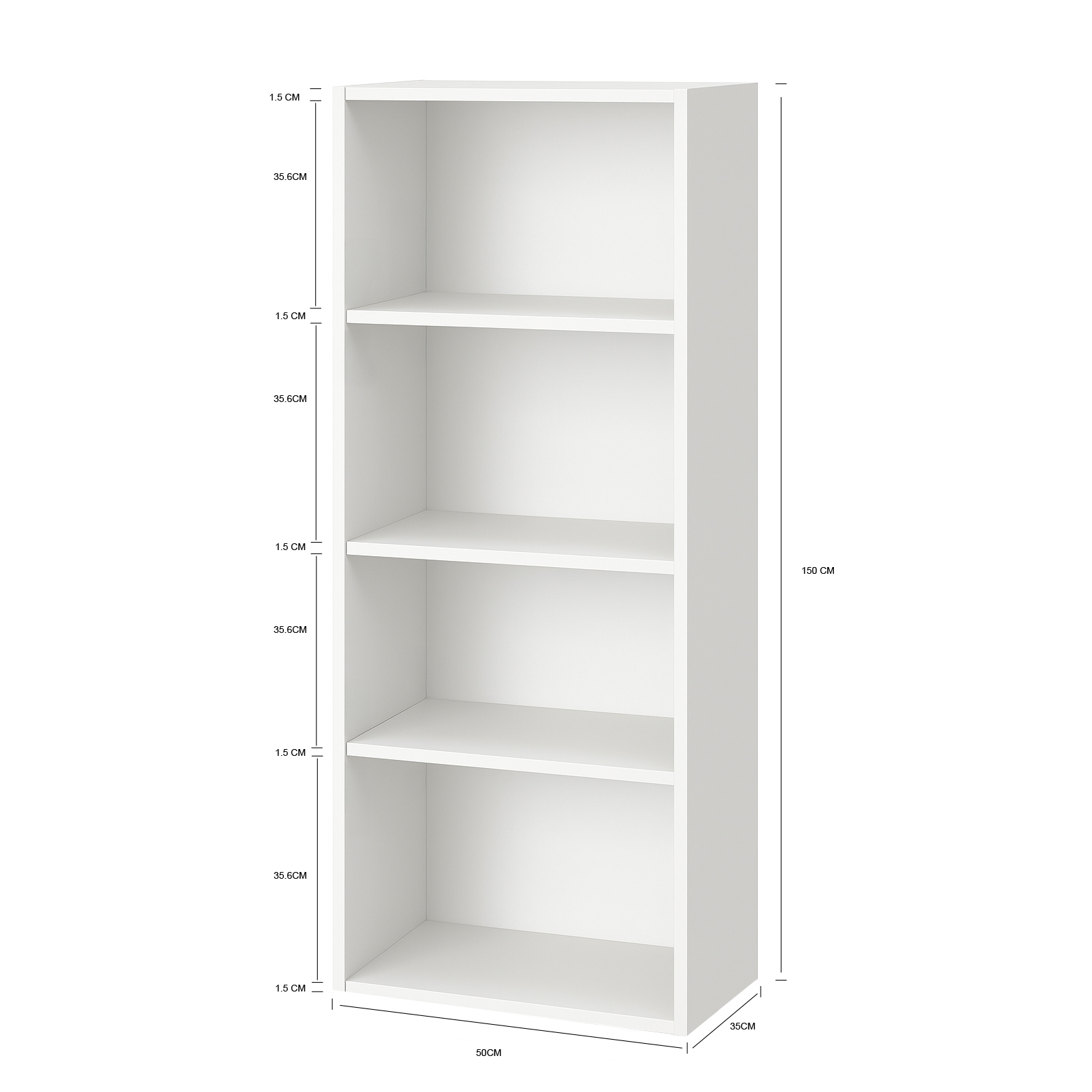 Lazava 4-Tier Bookcase - Compact Wooden Storage for Bedroom, Lounge & Home Office