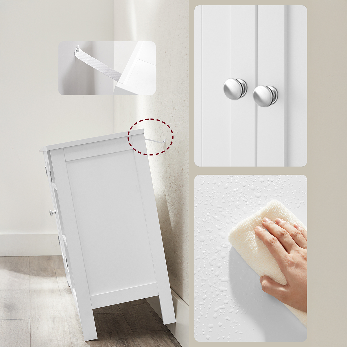 Lazava White Bathroom Vanity Unit, 2-Door Sink Cabinet - MDF with Adjustable Shelves