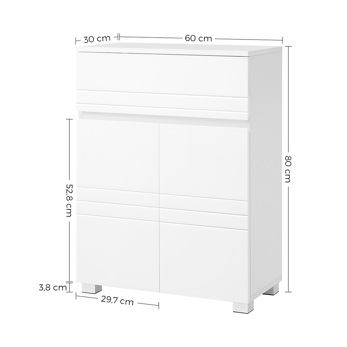 Lazava White Cabinet with Drawer, Double Doors & Adjustable Shelves for Any Room