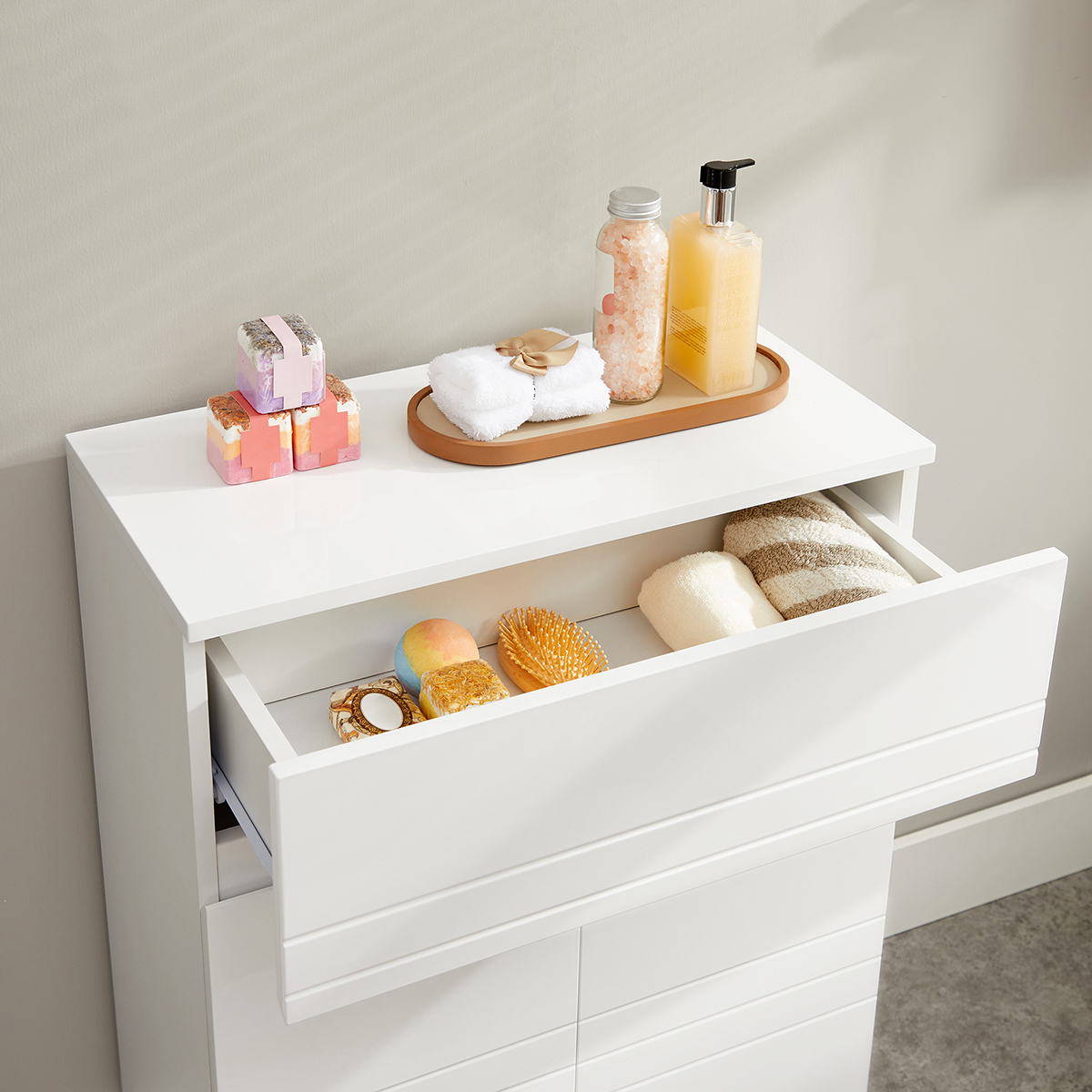 Lazava White Cabinet with Drawer, Double Doors & Adjustable Shelves for Any Room