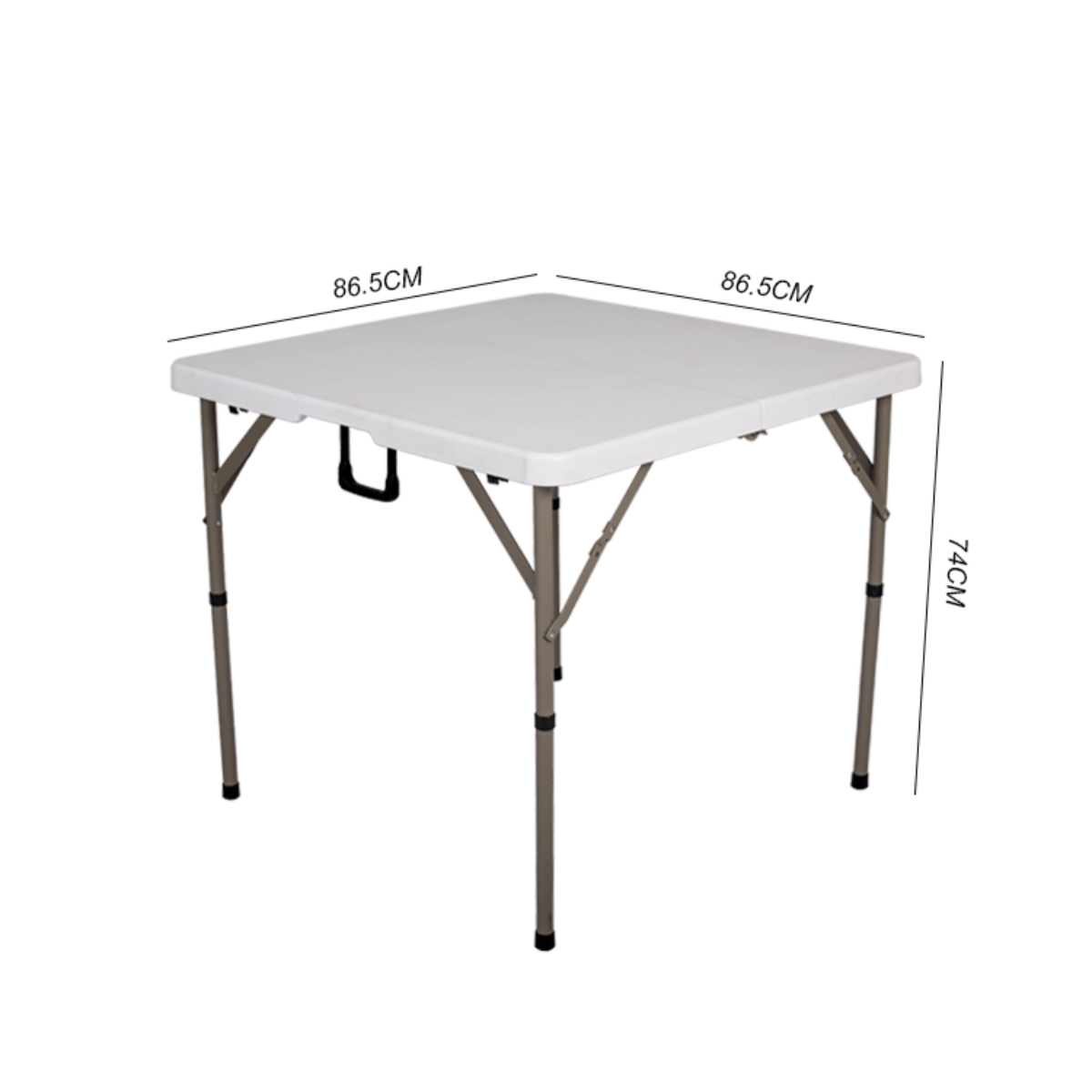 Lasa 86cm Square Fold-In-Half Plastic Catering Table, White - HDPE Top & Steel Frame