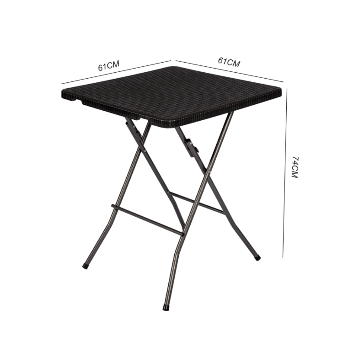 Lasa Folding Square Rattan-Style Outdoor Table, Black - Easy-Clean Textured Finish