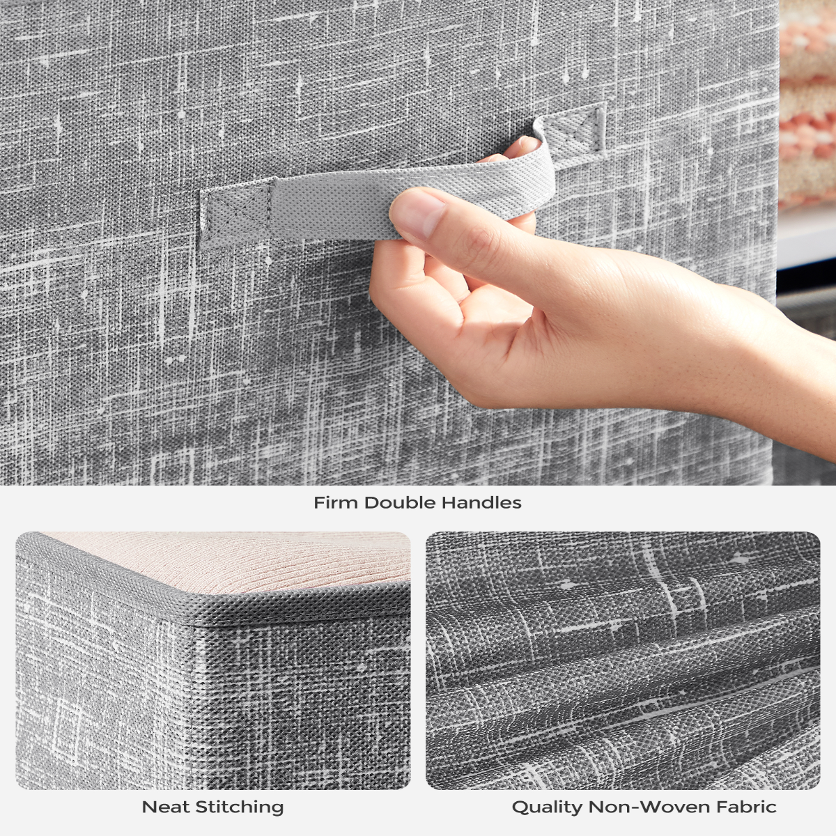 Lasa Foldable Fabric Storage Cubes, Set of 6, Grey - Non-Woven Closet Organiser Bins
