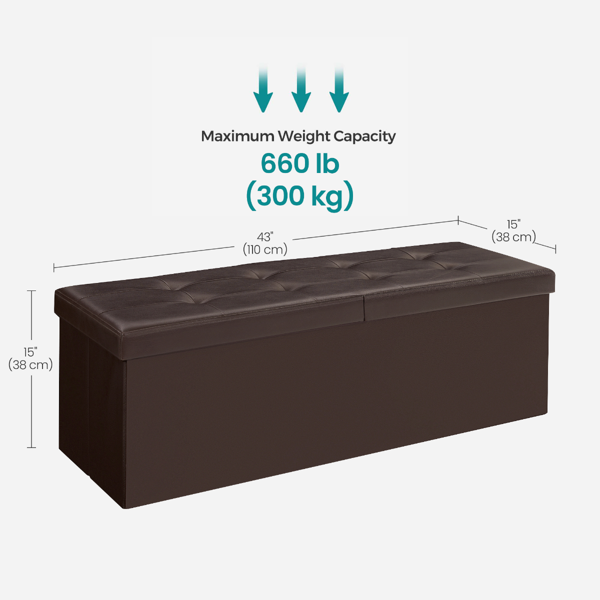 Lasa 110cm Folding Storage Ottoman Bench with Lid - PU Leather & MDF Blanket Chest