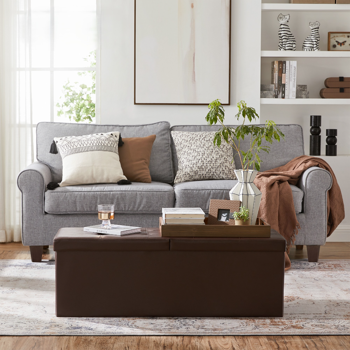 Lasa 110cm Folding Storage Ottoman Bench with Lid - PU Leather & MDF Blanket Chest