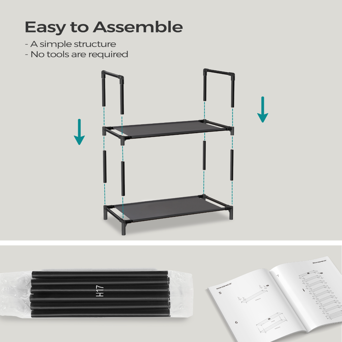 Lasa 10-Tier Tall Shoe Rack, Black - Holds 20 Pairs, Splits into Two 5-Tier Racks