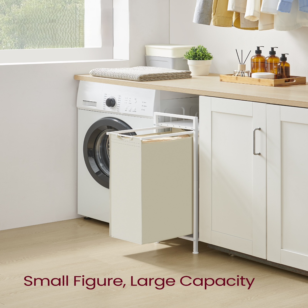 Lazava 47L Pull-Out Laundry Hamper - Removable Bag, Steel Frame & Top Shelf