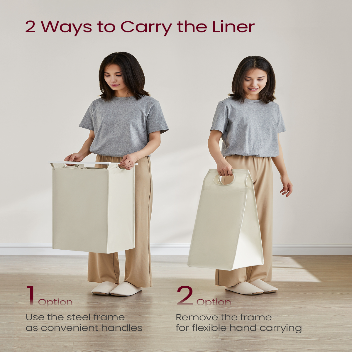 Lazava 47L Pull-Out Laundry Hamper - Removable Bag, Steel Frame & Top Shelf