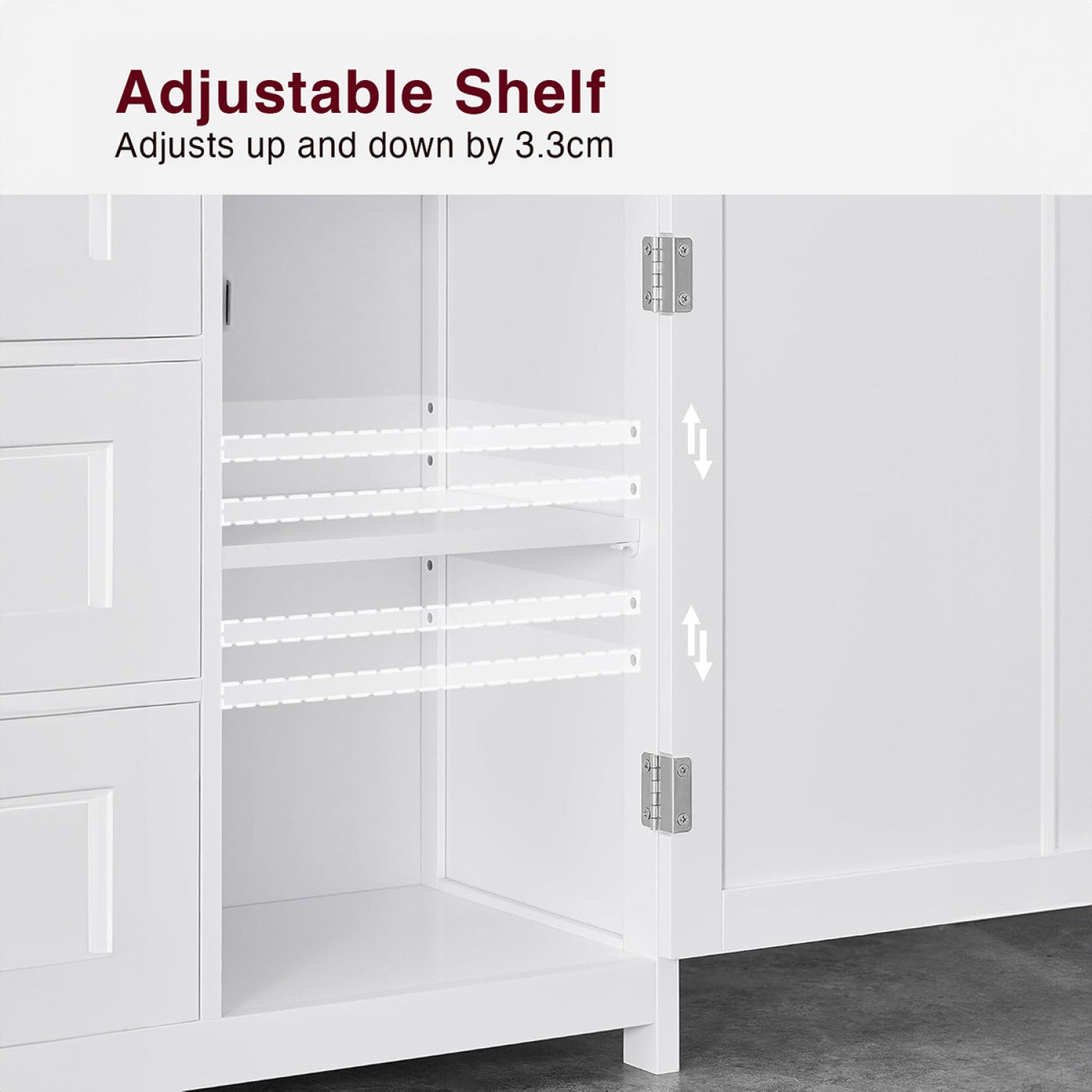 Lazava Bathroom Storage Cabinet, White - 3 Drawers, Adjustable Shelf for Toiletries