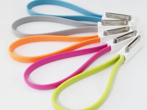 Vojo Short Charging & Data Cable for iPhone 4/4S, Apple Green - Magnetic Fold-Flat Design